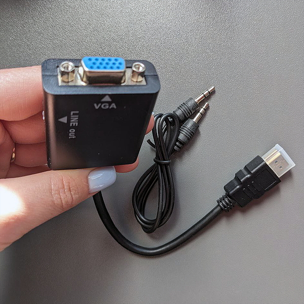 Адаптер HDMI на VGA с AUX 3.5 мм Full HD 25 см черный MK3061 фото