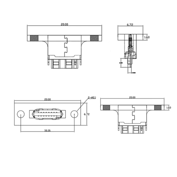 Разъём USB Type-C Female 2P на плате 3 А MK2298 фото