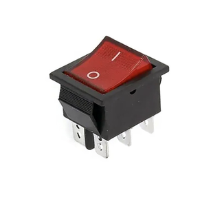 Вимикач KCD4 6pin 16A 250V LED червоний MK2307 фото