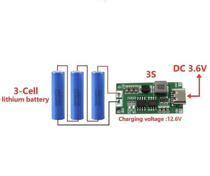 Модуль заряда Li-ion 18650 3S 12.6V 4A Type-C MK2599 фото