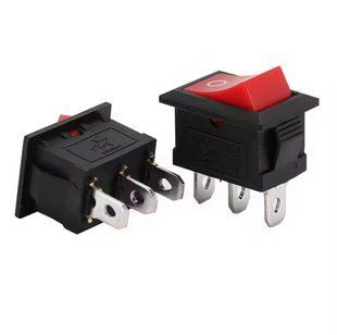 Выключатель KCD11 3pin 3A 250V ON-OFF красный MK2551 фото