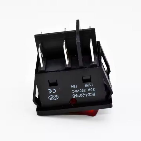 Выключатель KCD4-201N-B 6pin 30A 250V LED красный MK2661 фото