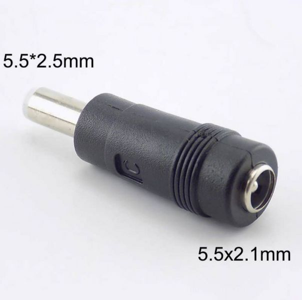 Перехідник DC 5.5x2.1 на 5.5x2.5 мм чорний MK2464 фото
