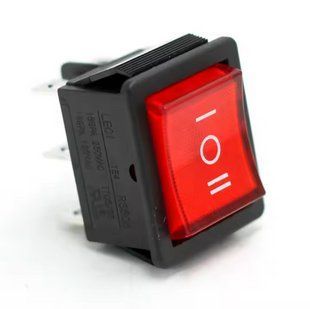 Выключатель KCD4 6pin 16A 250V ON-OFF-ON красная MK2547 фото
