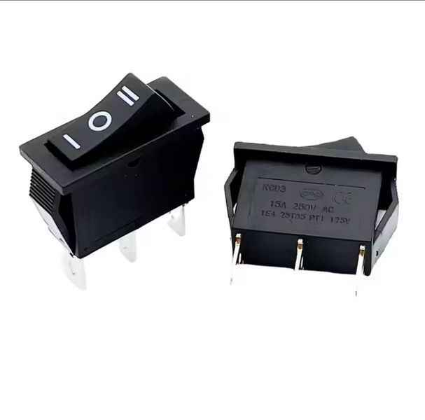 Вимикач KCD3 3pin 15A 250V ON-OFF-ON чорна MK2557 фото