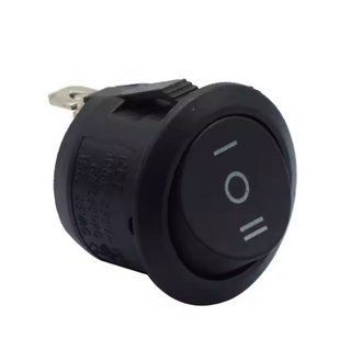 Выключатель KCD1 3pin 6A 250V ON-OFF-ON круглая чорная MK2549 фото