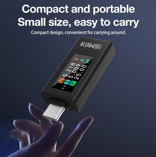 USB Type-C тестер KWS-1902C 4-30V 5.1A MK2990 фото