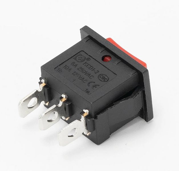 Выключатель KCD1 3pin 6A 250V ON-OFF-ON красная MK2552 фото