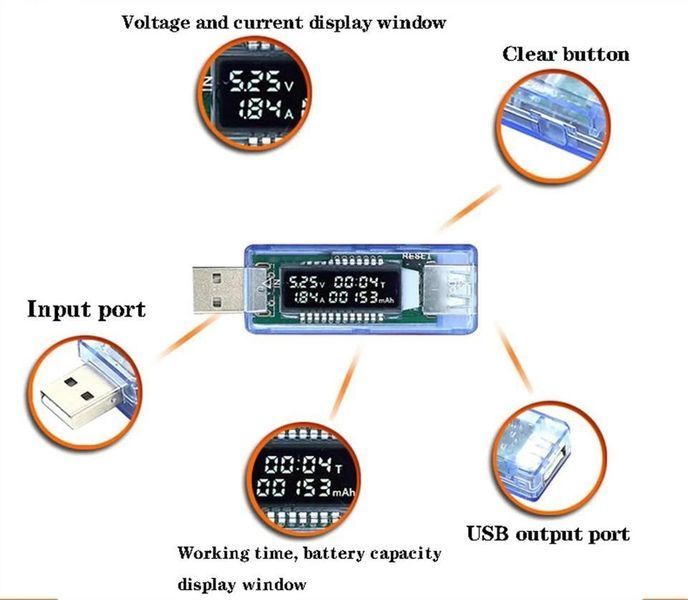 USB тестер KWS-V20 5-20V 0-3.3A MK2319 фото